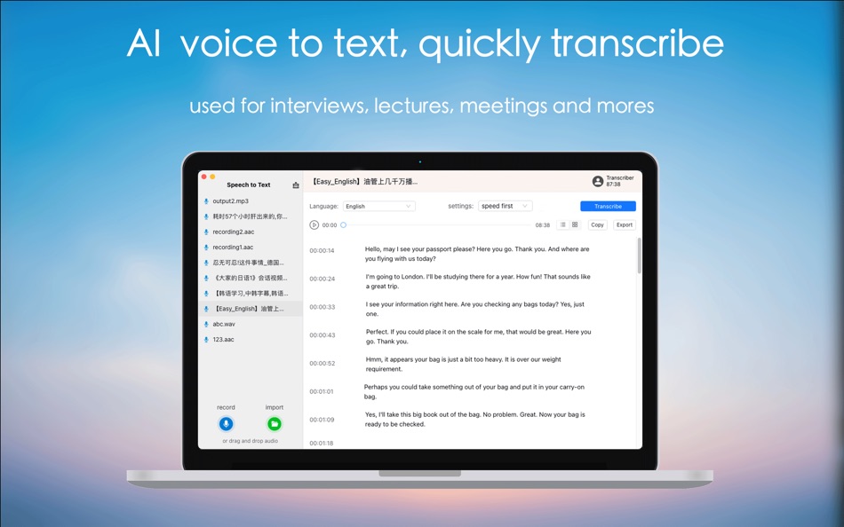 Transcribe & Speech to text - 1.1.3 - (macOS)