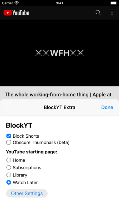 BlockYT for Safari Screenshot