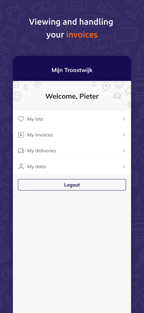Troostwijk Auctions: Veilingen - The 'Mijn Troostwijk' section offers a central point for managing personal information, with quick access to critical details like 'My invoices' and 'My deliveries'.