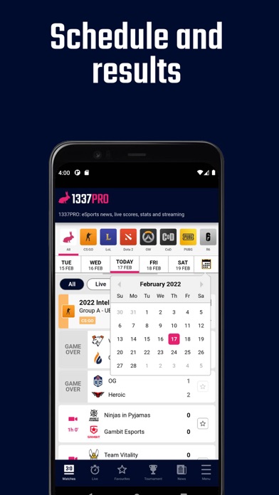 1337PRO: eSport Scores & Stats Screenshot