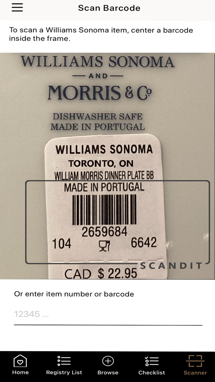 Williams Sonoma Registry - CAN