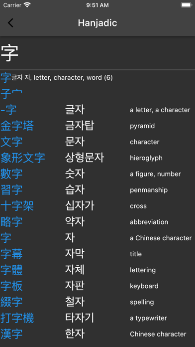 Korean Hanja Vocabulary Tool Screenshot