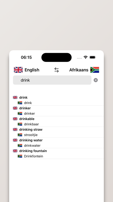 Afrikaans-English Dictionary Screenshot