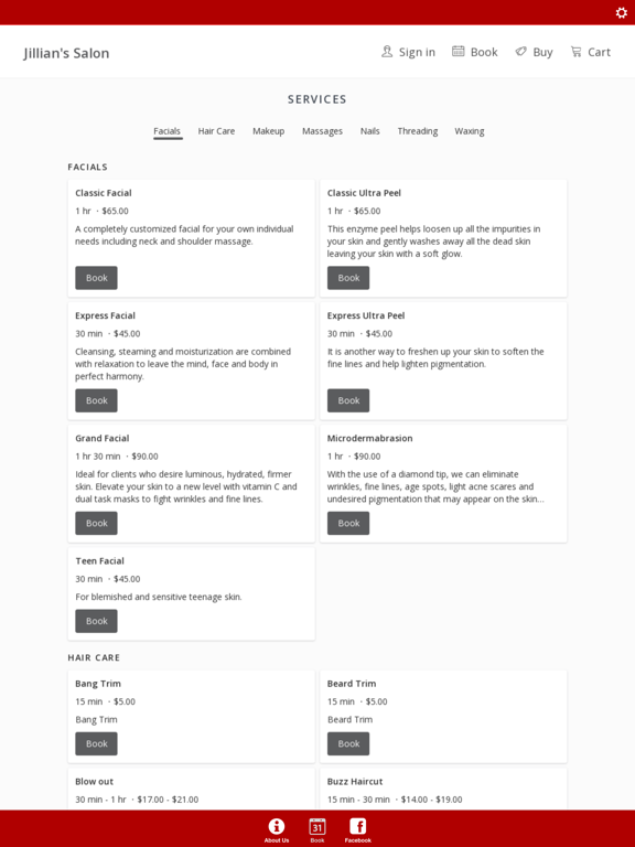 Jillian's Salon iPad screenshot 2 - Lifestyle app