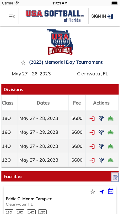 USA Softball of Florida Screenshot
