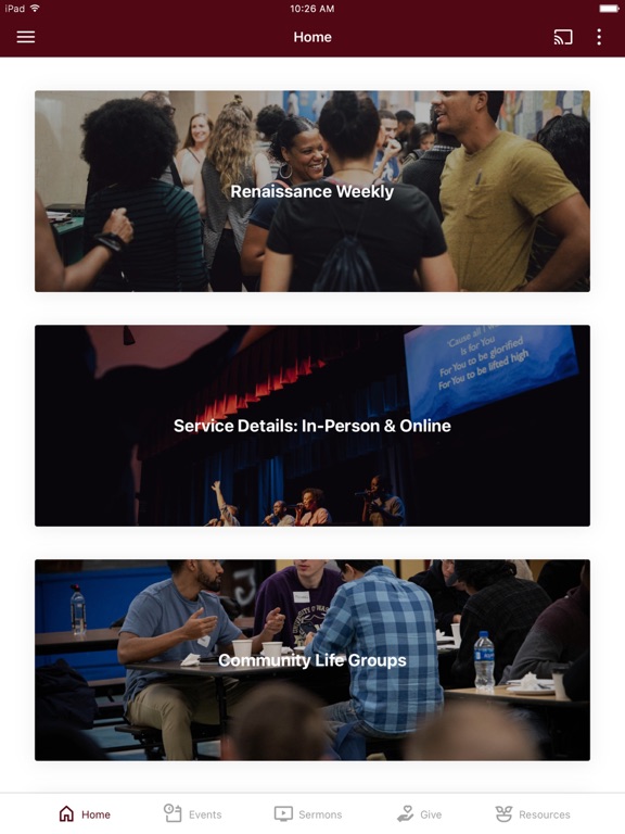 Renaissance Church iPad screenshot 1 - Lifestyle app