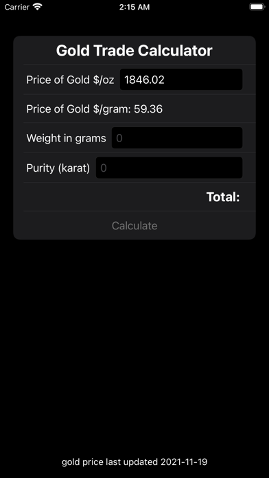 Gold Trade Calculator Pro Screenshot