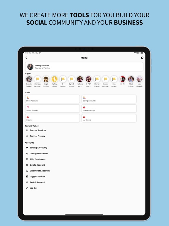 FlipFlop Social Network iPad screenshot 9 - Social Networking app
