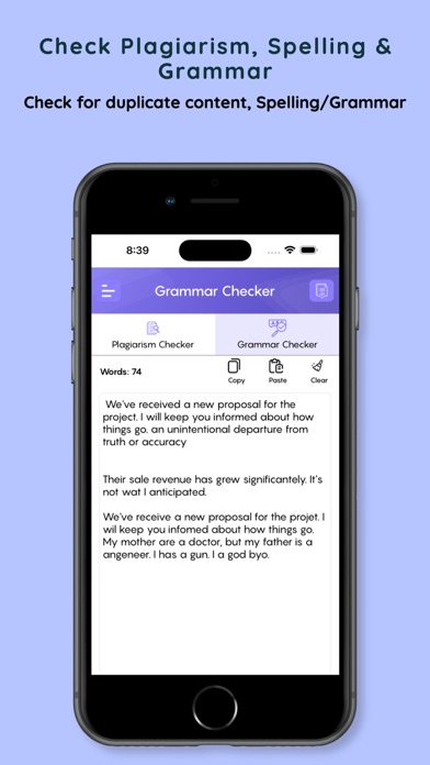 Anti-Plagiarism Grammar Check Screenshot