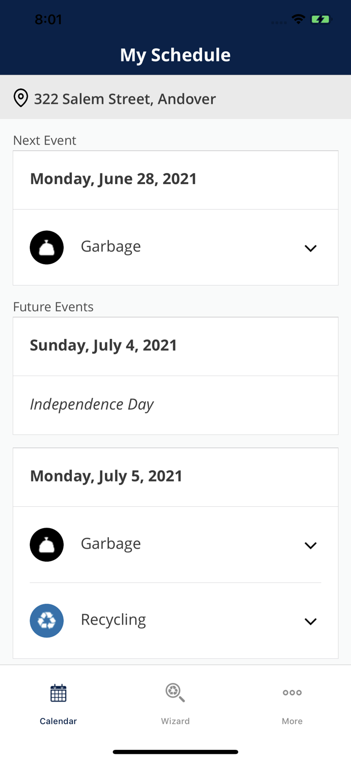 Andover MA Solid Waste App