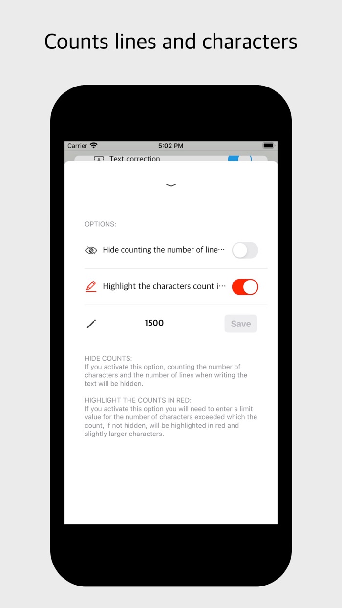 Characters - Plain text editor