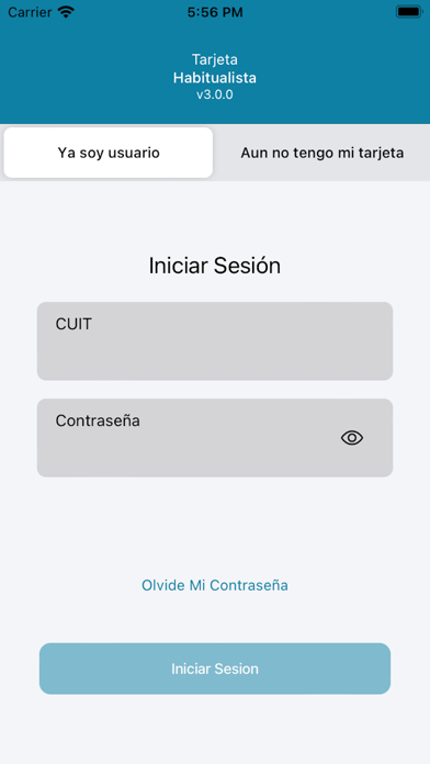 Tarjeta Habitualista Screenshot