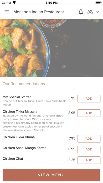 Monsoon Indian Restaurant, Screenshot