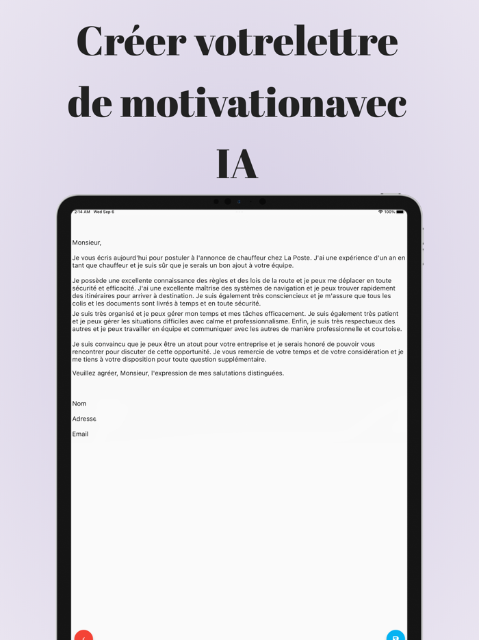 Lettre de motivation IA