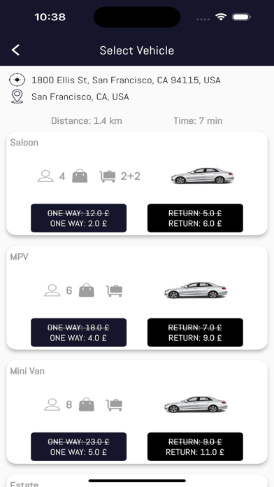 Prestige Travel booking Screenshot