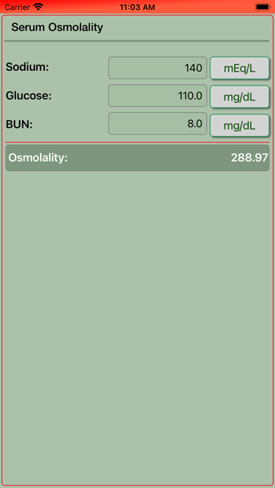 Serum Osmolality Calculator Screenshot