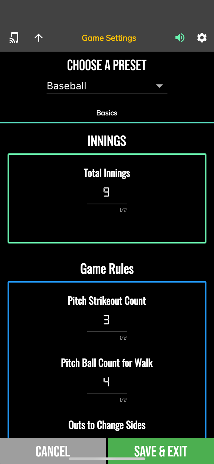 BT Baseball Controller