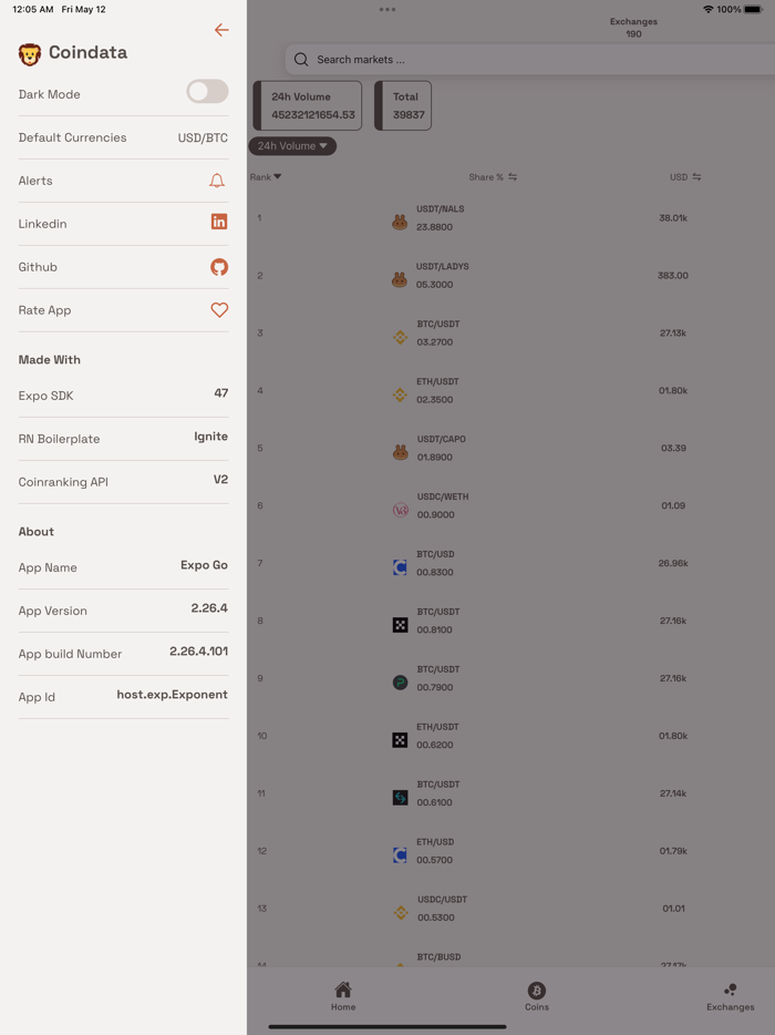 CoinData - CryptoCurrency App