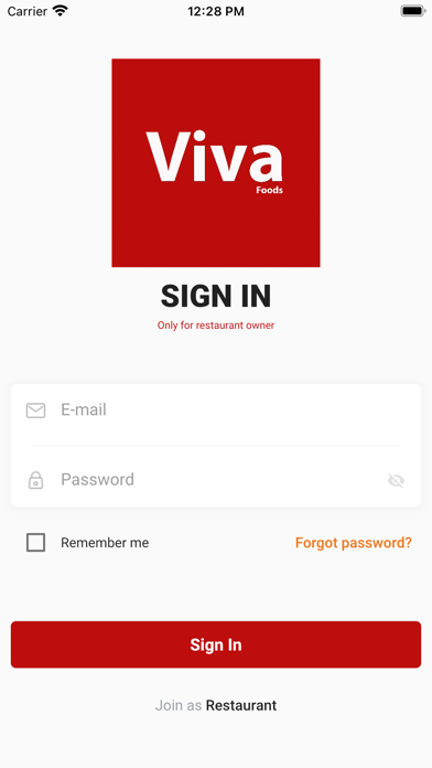 Viva Restaurant App Screenshot