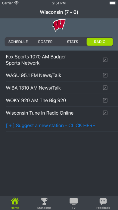 Wisconsin Football Schedules Screenshot