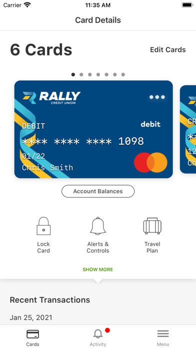 Rally CU Smart Card Screenshot