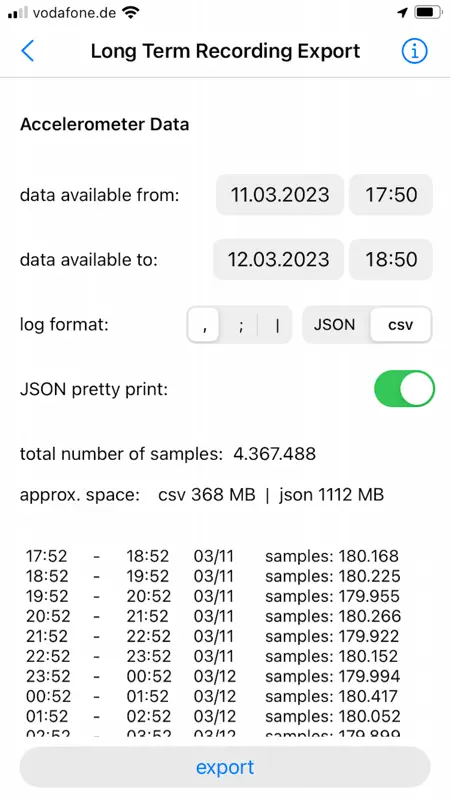 SensorLog screenshot 8 of 10