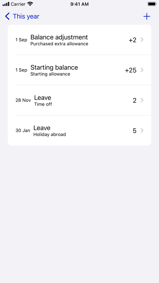 #3. 25 Days - Leave Tracker (iOS) 由: Gabrielle Earnshaw