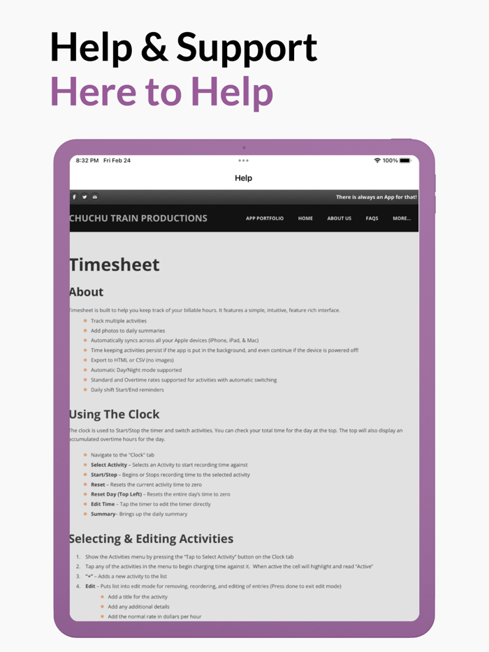 Timesheet and Activity Log
