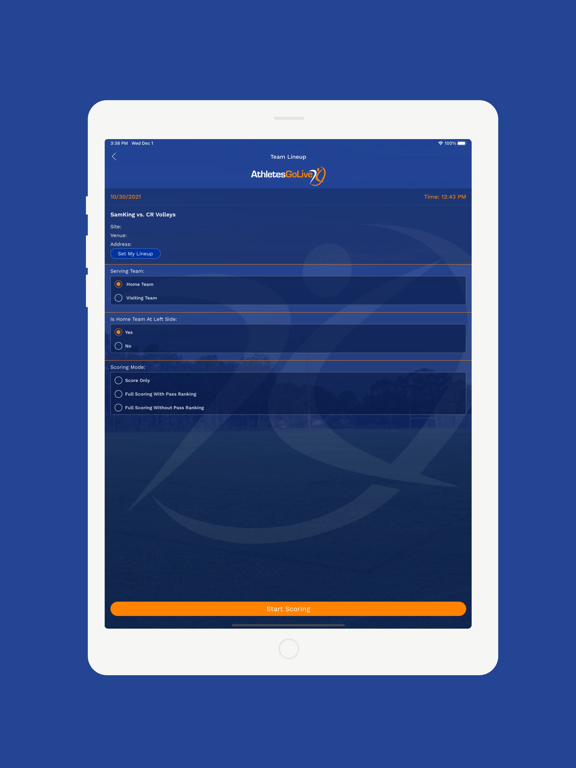 AthletesGoLive Volleyball iPad screenshot 4 - Sports app