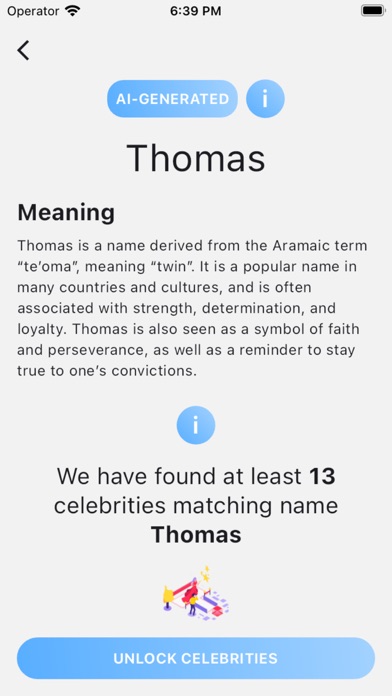 Baby Name - AI Celebrities Screenshot