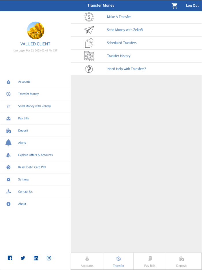 Hancock Whitney Tablet