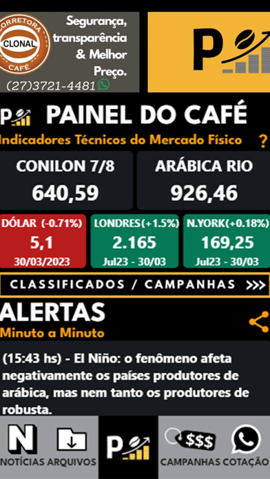 Painel do Café Screenshot