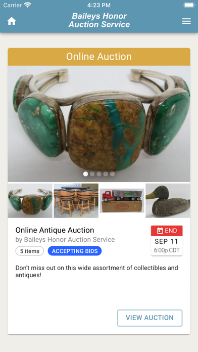 Baileys Honor Auctions Screenshot