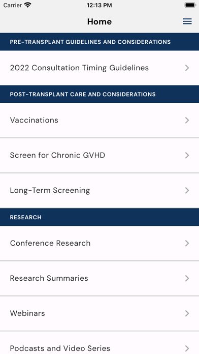 Transplant (HCT) Guidelines Screenshot