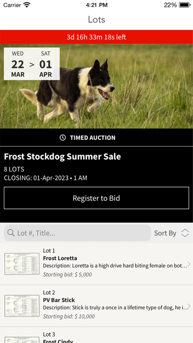 Frost Stockdog Sales Screenshot