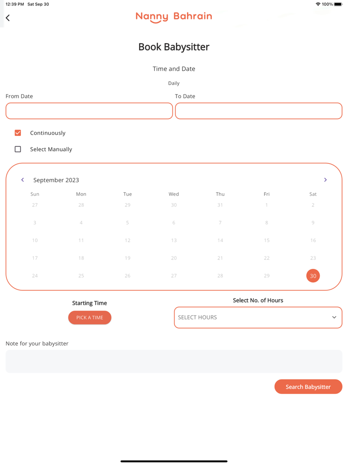 Nanny Bahrain Application