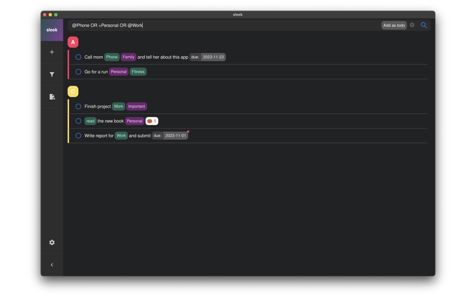 #3. sleek - todo.txt manager (macOS) 由: Robin Ahle