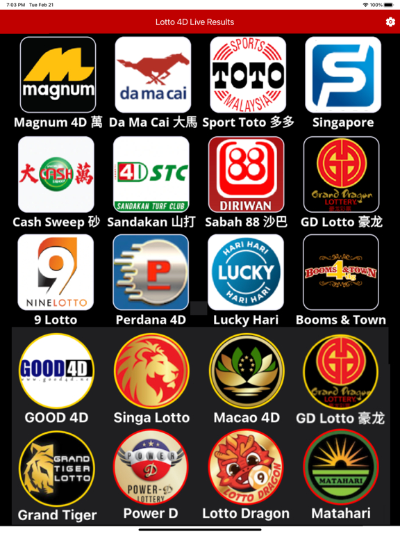 Live 4D Results - (MY & SG)