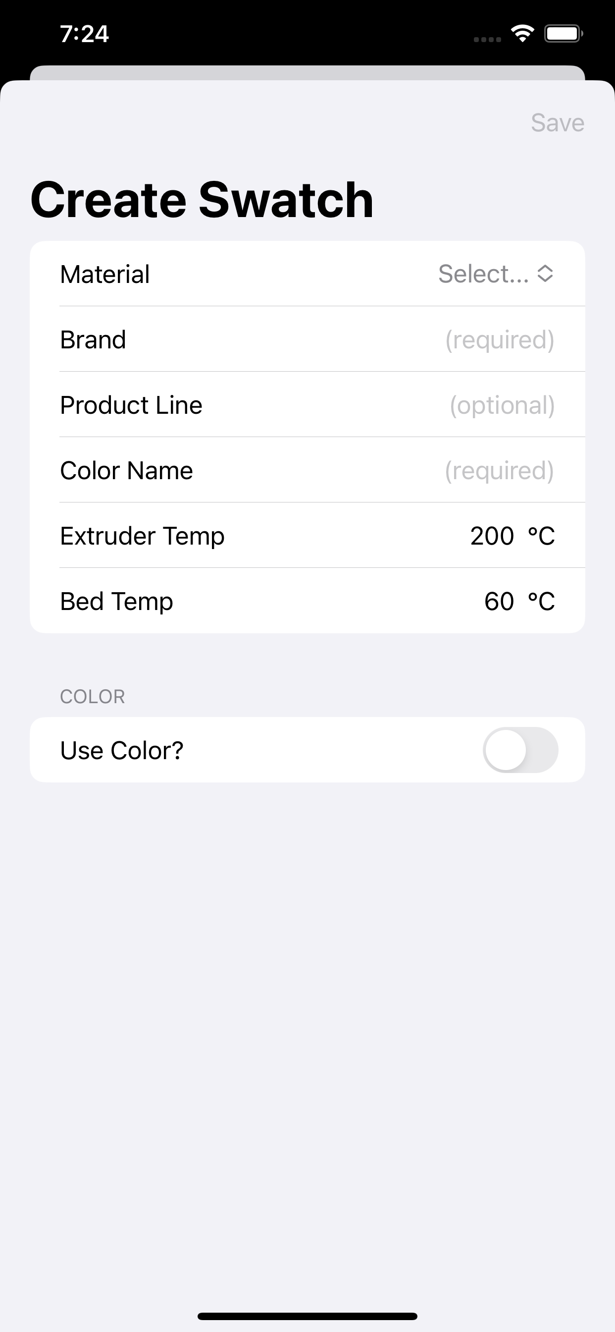 Filament Swatches