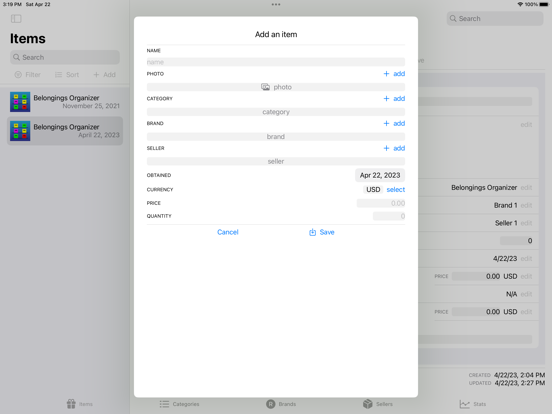 Screenshot #6 pour Belongings Organizer