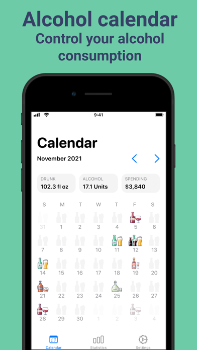 Alcohol drink tracker AlcoStat Screenshot