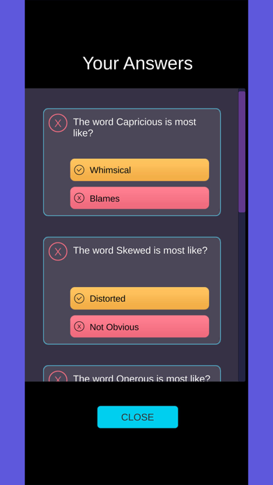 SAT Vocabulary Test Prep Screenshot