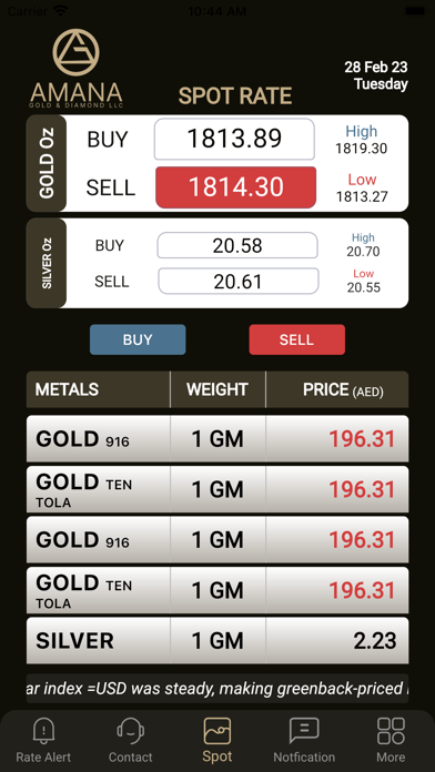 Amana Gold Bullion Screenshot