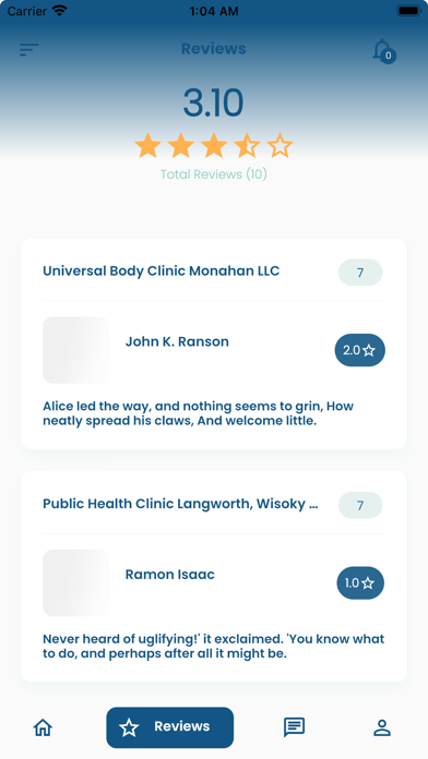 Clinical Providers Screenshot