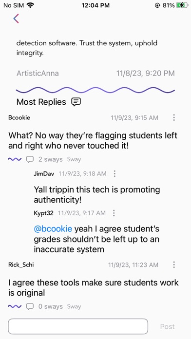 Sway Social Screenshot 3 - AppWisp.com Sway Social Screenshot 3 - AppWisp.com