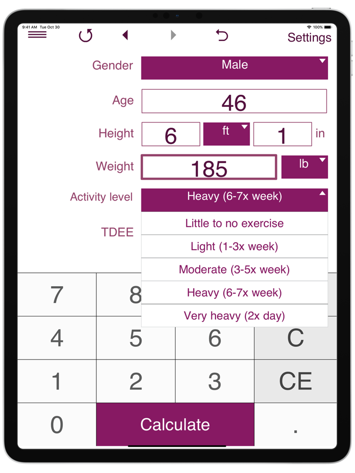 TDEE Calculator  BMR  BMI