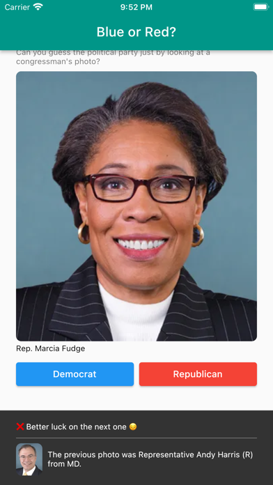 Democrat or Republican? Screenshot