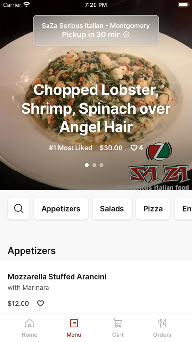 Saza Serious Italian Food Screenshot