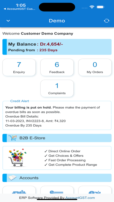 Acount GST Customer Screenshot