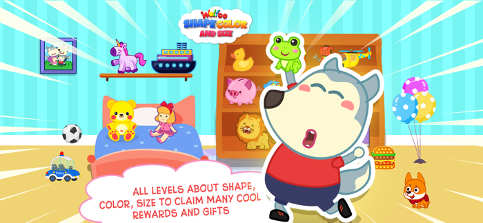 Wolfoo Shape Color and Size